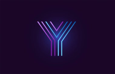 Bir şirket veya işletme için logo olarak uygun gradyan renk içeren alfabe harfinin y çizgisi mavi pembe tasarımı