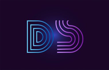 Alfabe harfi kombinasyonunun mavi çizgisi ve logo olarak bir şirket veya iş yeri için uygun gradyan rengi.