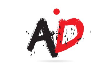 Alfabe harf kombinasyonu M.S. A D grunge deseni ve bir şirket veya işletme için uygun siyah kırmızı renk