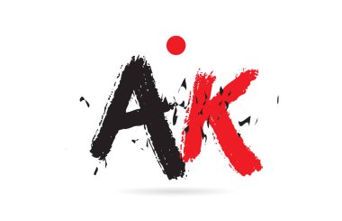 Alfabe harf kombinasyonu AK A K grunge deseni ve bir şirket veya iş için uygun siyah kırmızı renk