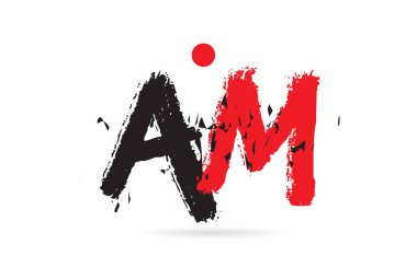Alfabe harf kombinasyonu AM A M grunge deseni ve bir şirket veya iş için uygun siyah kırmızı renk