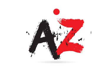 Alfabe harf kombinasyonu AZ A Z ile grunge deseni ve bir şirket veya işletme için uygun siyah kırmızı renk kombinasyonu