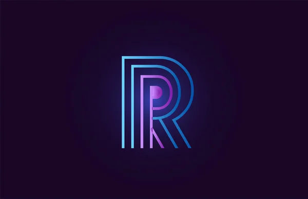 Line Blau Rosa Design Des Alphabets Buchstabe Mit Farbverlauf Als — Stockvektor