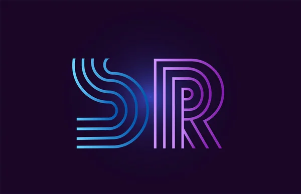 Linha Azul Rosa Design Combinação Alfabeto Letra Com Cor Gradiente — Vetor de Stock