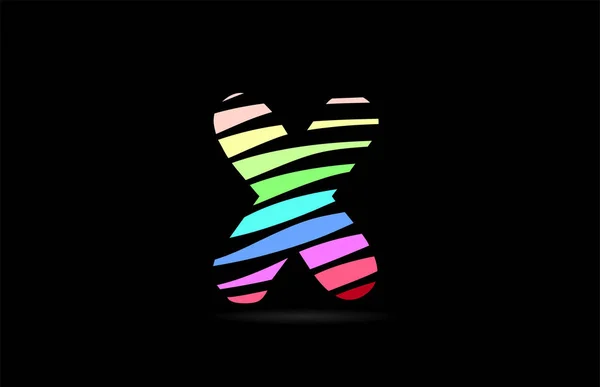 企業やビジネスのロゴとして線のストライプとアルファベット文字Xの虹色のデザイン — ストックベクタ
