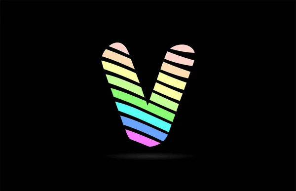 Regenbogenfarbe Design Des Alphabets Buchstabe Mit Linien Streifen Als Logo — Stockvektor
