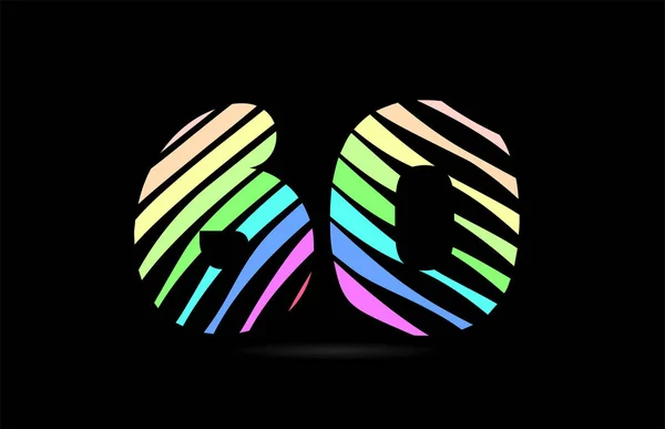 会社又は事業のロゴとして線のストライプが付いた60番の虹色のデザイン — ストックベクタ