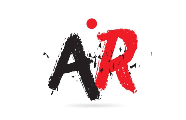 Design Alphabet Letter Combination Grunge Texture Black Red Color Suitable — Stock Vector