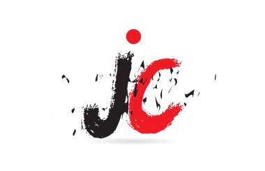 Alfabe harf kombinasyonu JC J C ile grunge deseni ve bir şirket veya işletme için uygun siyah kırmızı renk dizaynı