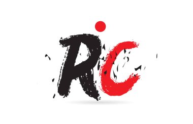 Alfabe harf kombinasyonu RC R C ile grunge deseni ve bir şirket veya işletme için uygun siyah kırmızı renk