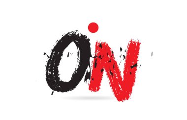 Alfabe harfi kombinasyonu ON O N grunge deseni ve bir şirket veya iş için uygun siyah kırmızı renk