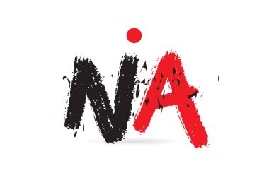 Alfabe harf kombinasyonu NA N A grunge deseni ve bir şirket veya iş için uygun siyah kırmızı renk