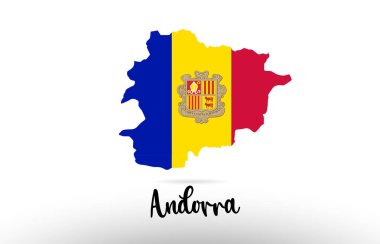 Andorra ülke bayrağı ülke sınırları içinde bir logo simgesi tasarımı için uygun bir sınır haritası tasarımı