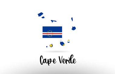 Cape Verde ülke bayrağı ülke sınırları içinde bir logo simgesi tasarımı için uygun bir sınır haritası tasarımı