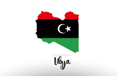 Ülke sınırları içinde bir logo simgesi tasarımı için uygun Libya bayrağı