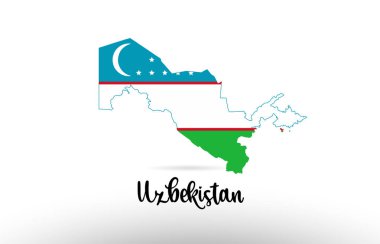 Ülke sınırları içinde bir logo simgesi tasarımı için uygun Özbekistan ülke bayrağı