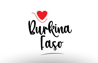 Burkina Faso ülke metni bir logo ikonu veya tipografi tasarımı için uygun kırmızı aşk kalbi ile