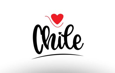 Bir logo simgesi veya tipografi tasarımı için uygun kırmızı aşk kalbine sahip Şili ülke metni