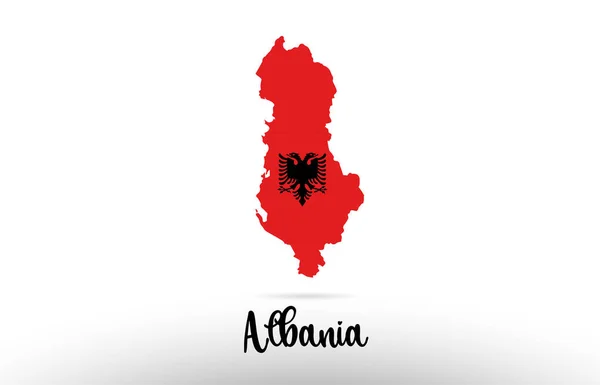 Albania Bandera Kraju Wewnątrz Kraju Projekt Mapy Granicznej Nadaje Się — Wektor stockowy