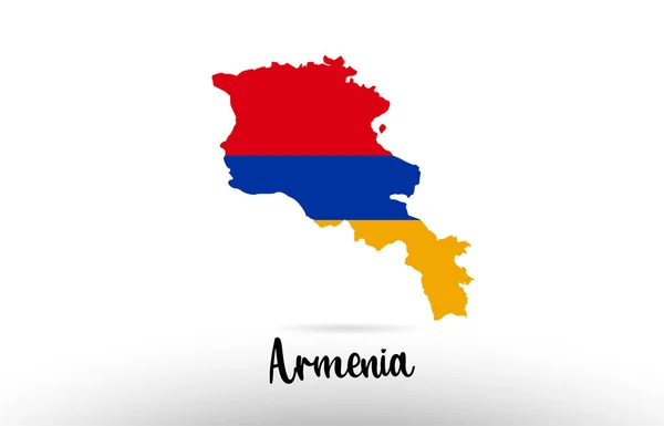 Прапор Вірменії Всередині Країни Прапор Країни Рамках Дизайну Прикордонної Карти — стоковий вектор