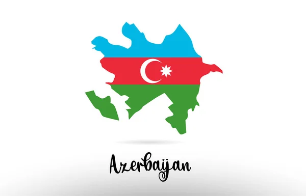 Флаг Азербайджана Границе Страны Дизайн Карты Подходит Логотипа Иконки — стоковый вектор