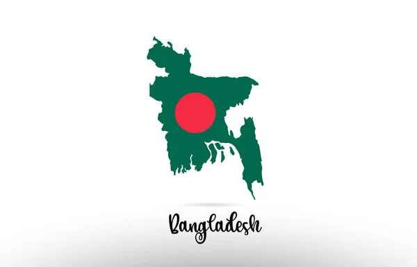 Bangladesch Flagge Innerhalb Der Landesgrenze Karte Design Geeignet Für Ein — Stockvektor