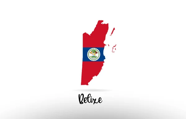 Vlajka Země Belize Uvnitř Země Hranice Mapy Design Vhodný Pro — Stockový vektor