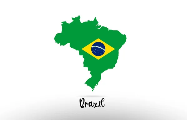 Brazilië Land Vlag Binnenland Grens Kaart Ontwerp Geschikt Voor Een — Stockvector