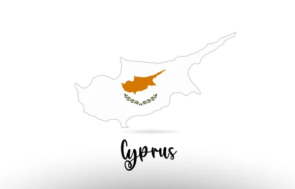 Ciprus Ország Zászló Országhatáron Belüli Térkép Kialakítása Alkalmas Logó Ikon — Stock Vector