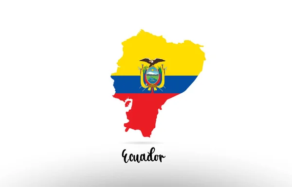 Прапор Країни Еквадор Всередині Країни Прапор Прикордонної Карти Підходить Дизайну — стоковий вектор
