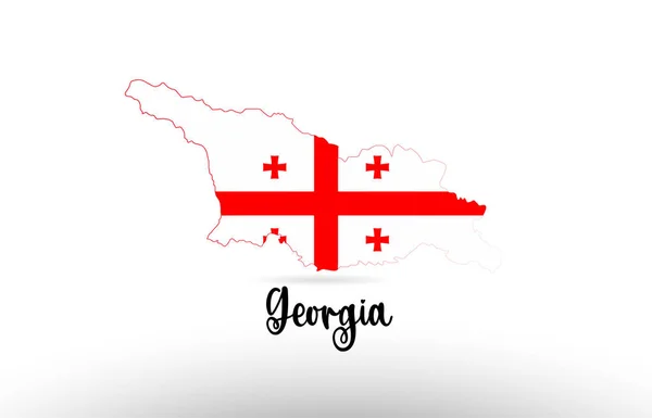 Georgia Country Flag Country Border Map Design Adatto Logo Icon — Vettoriale Stock