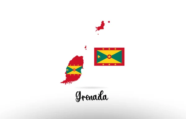 Grenada Country Flag Country Border Map Design Suitable Logo Icon — Stock Vector