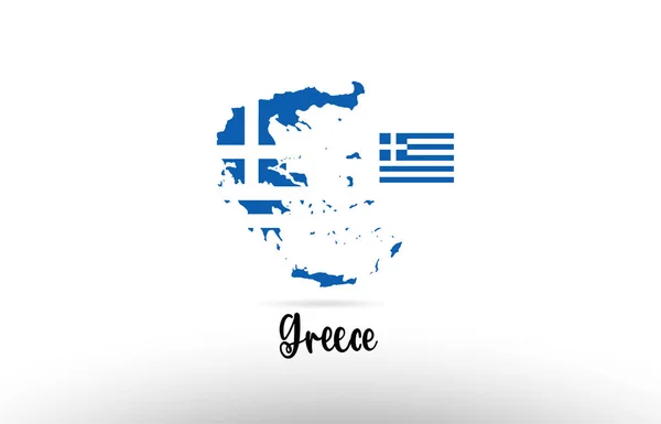 Görögország Ország Lobogó Országhatáron Belüli Térkép Tervezés Alkalmas Logó Ikon — Stock Vector