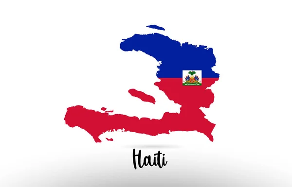 Haiti Country Flag Country Border Map Design Suitable Logo Icon — Stock Vector