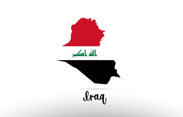 Bandeira País Iraque Dentro Projeto Mapa Fronteira País Adequado Para — Vetor de Stock