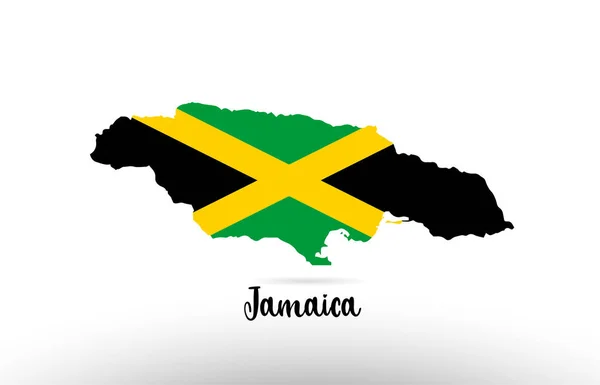 Jamaica Country Flag Country Border Map Design Passend Für Ein — Stockvektor