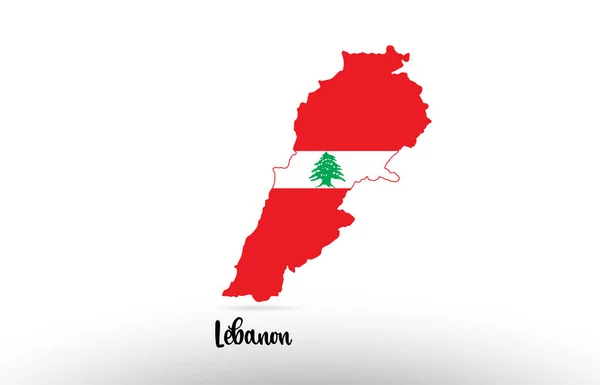 Drapeau Liban Intérieur Carte Frontière Pays Approprié Pour Logo Icône — Image vectorielle