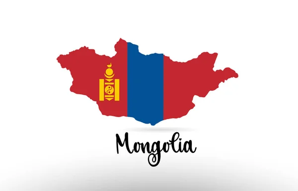 Mongolia Country Flag Country Border Map Design Suitable Logo Icon — Stock Vector