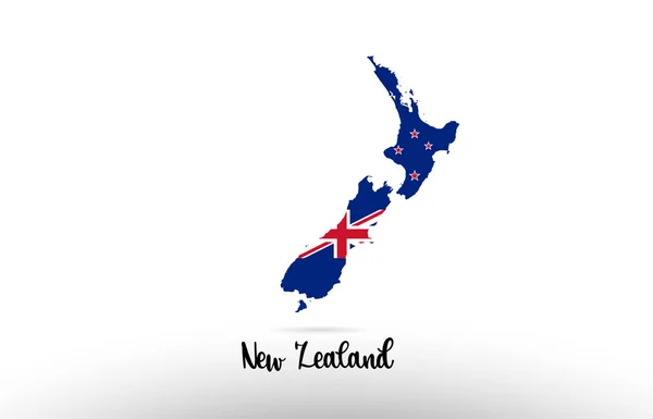 New Zealand Country Flag Country Border Map Design Suitable Logo — Stock Vector