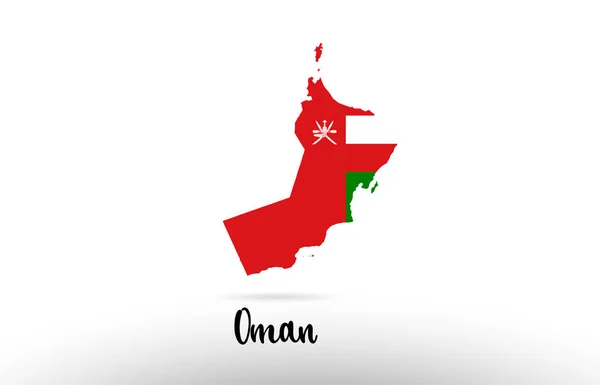 Flaga Kraju Oman Wewnątrz Kraju Projekt Mapy Granicznej Nadaje Się — Wektor stockowy