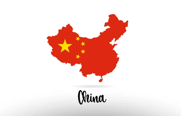 Flaga Kraju Chiny Wewnątrz Granicy Kraju Mapa Nadaje Się Projekt — Wektor stockowy
