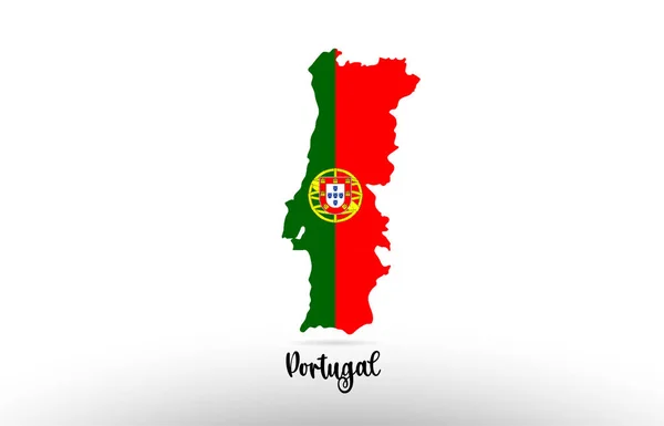 Portugal Bandera Del País Dentro Del Diseño Del Mapa Fronterizo — Archivo Imágenes Vectoriales