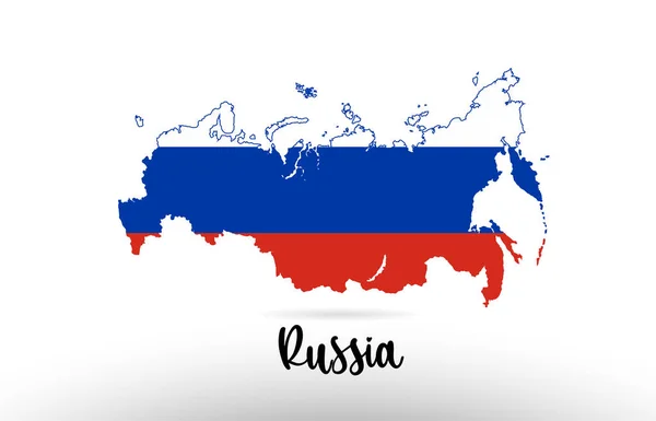 ロゴアイコンのデザインに適した国の国境地図デザイン内のロシア国旗 — ストックベクタ