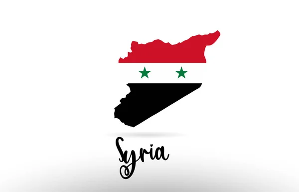 Síria Bandeira País Dentro País Fronteira Mapa Projeto Adequado Para — Vetor de Stock