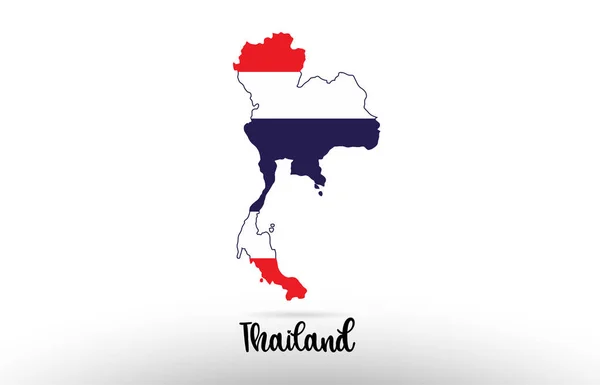 Thailand Land Flagga Inne Land Gräns Karta Design Lämplig För — Stock vektor