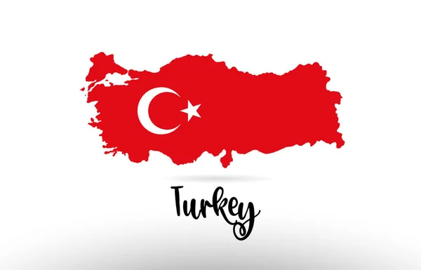 Прапор Туреччини Всередині Країни Прапор Країни Рамках Дизайну Прикордонної Карти — стоковий вектор
