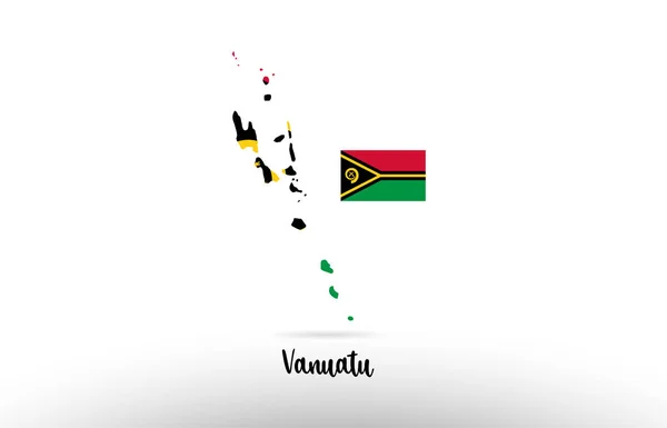 Vanuatu Flagge Innerhalb Der Landesgrenze Kartendesign Geeignet Für Ein Logo — Stockvektor