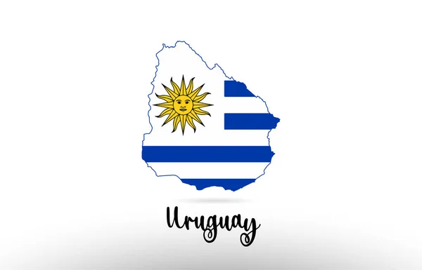 Флаг Уругвая Внутри Страны Дизайн Карты Границы Подходит Логотипа Иконки — стоковый вектор