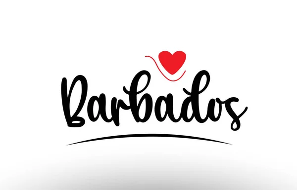 Barbados Kraju Tekst Czerwonym Sercem Miłość Nadaje Się Ikony Logo — Wektor stockowy