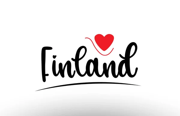 Finlande Texte Pays Avec Coeur Amour Rouge Adapté Pour Une — Image vectorielle